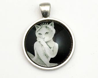 1 cat ballerina glass pendant ,28mm CH 527