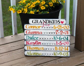 Grandkids Birthday sign, birthday reminder, rustic, wooden, Grandmother sign, Mothers day gift