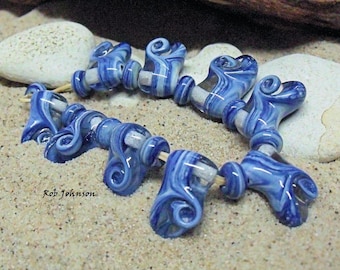 Waves, Artisan Lampwork Glass Beads, SRA, UK
