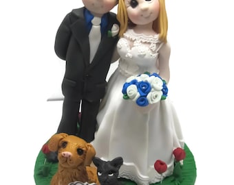 Custom cake topper, Pet Lovers wedding cake topper, Bride and Groom cake topper, Mr and Mrs cake topper, personalized cake topper