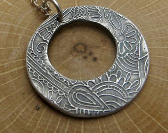 PMC Necklace, Fine Silver Jewelry, Floral Necklace, Gifts for Her