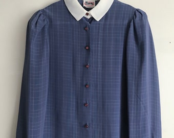 Vintage Periwinkle Blouse with Peter Pan Collar