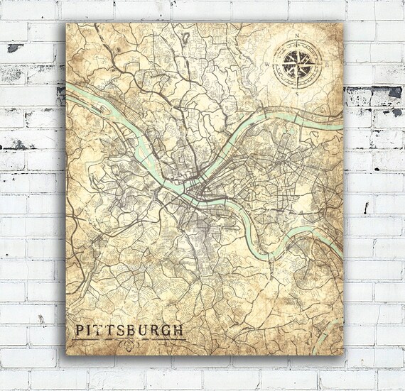 PITTSBURGH PA Canvas Print Pennsylvania Vintage map Pittsburgh PITTSBURGH PA Canvas Print Pennsylvania Vintage map Pittsburgh