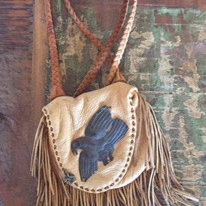 Handmade Deerskin Small Pouch, Vintage Deerskin Pouch, Vintage Handmade Deerskin Bag, Deerskin Purse With Silver, Handmade Deerskin Purse