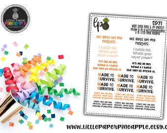 MS AWARENESS/QUOTE Planner Stickers // Repositionable Matte Stickers | SP71