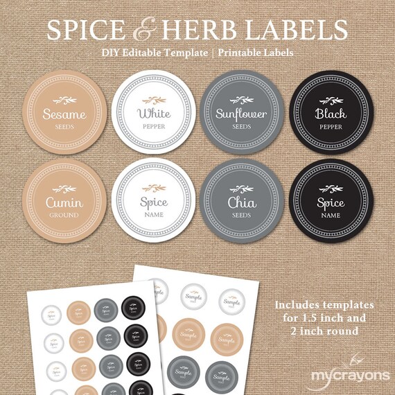 Spice labels template word