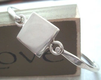 Sterling Silver Engravable Square Bangle Bracelet