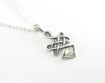 Celtic Knot Warrior Spirit Necklace, Silver Celtic Knot Pendant, Silver Celtic Jewelry, Celtic Knot Necklace, Sterling Silver Charm Necklace