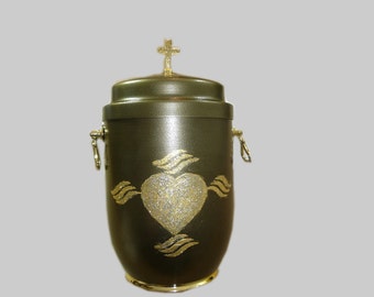 Metal Cremation Urn for Ashes with A Beautiful Emblem heart
