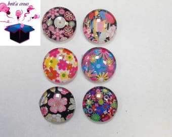 6 glass cabochons 18 mm as pictured lot number 61