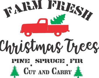Farm Fresh Christmas Tree Stencil,Farm Fresh Stencil, Fall Stencil, Farmhouse Sign Stencil, Furniture Stencil, Christmas Stencil