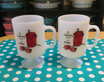 2 Milk Glass Mugs from Reno