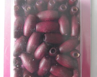 box of 22 oz of Burgundy oval wooden beads