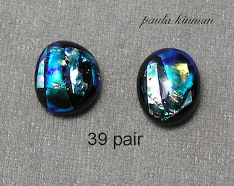 Pair Dichroic Glass Cabochons #39