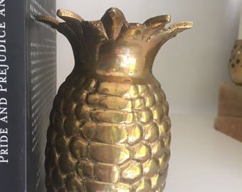 vintage solid brass pineapple vase