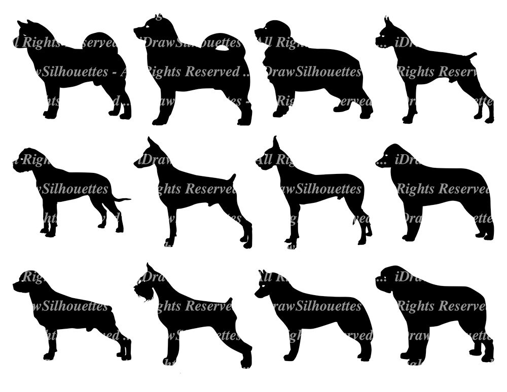 12 Working Dog Clip Art Image Collection - 5 Formats - svg, dxf, jpg ...