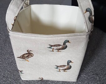 Large Fabric Storage Basket/Box/Ducks Print. Toy Storage. Laundry Basket. Bedroom Storage. Bathroom Storage. Nursery Storage. New Home Gift