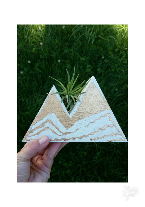 White & Gold Concrete Mountain Decor,Air Planter,Air Plant Holder,Modern Mountain Decor, Concrete Home Decor, Jewelry Holder,Jewelry Display