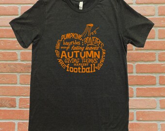 Pumpkin Word Art T-Shirt, Wordy Pumpkin Shirt, Autumn Words T-Shirt, Pumpkin T-Shirt, Fall T-Shirt, Halloween Shirt, Thanksgiving