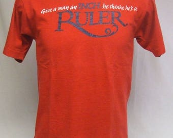 Vintage Virginia Slims Cigarette Give A Man An Inch Thinks He's A Ruler Shirt L