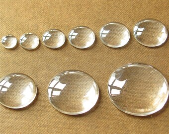 Bulk 50 Circle Clear Glass Cabochon Round Dome Flat Back Magnify Inserts Transparent Domes 8mm 10mm 12mm 14mm 16mm 18mm 20mm 25mm 30mm