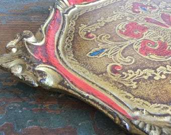 Vintage, Italian, Florentine, Tray, Vanity Tray