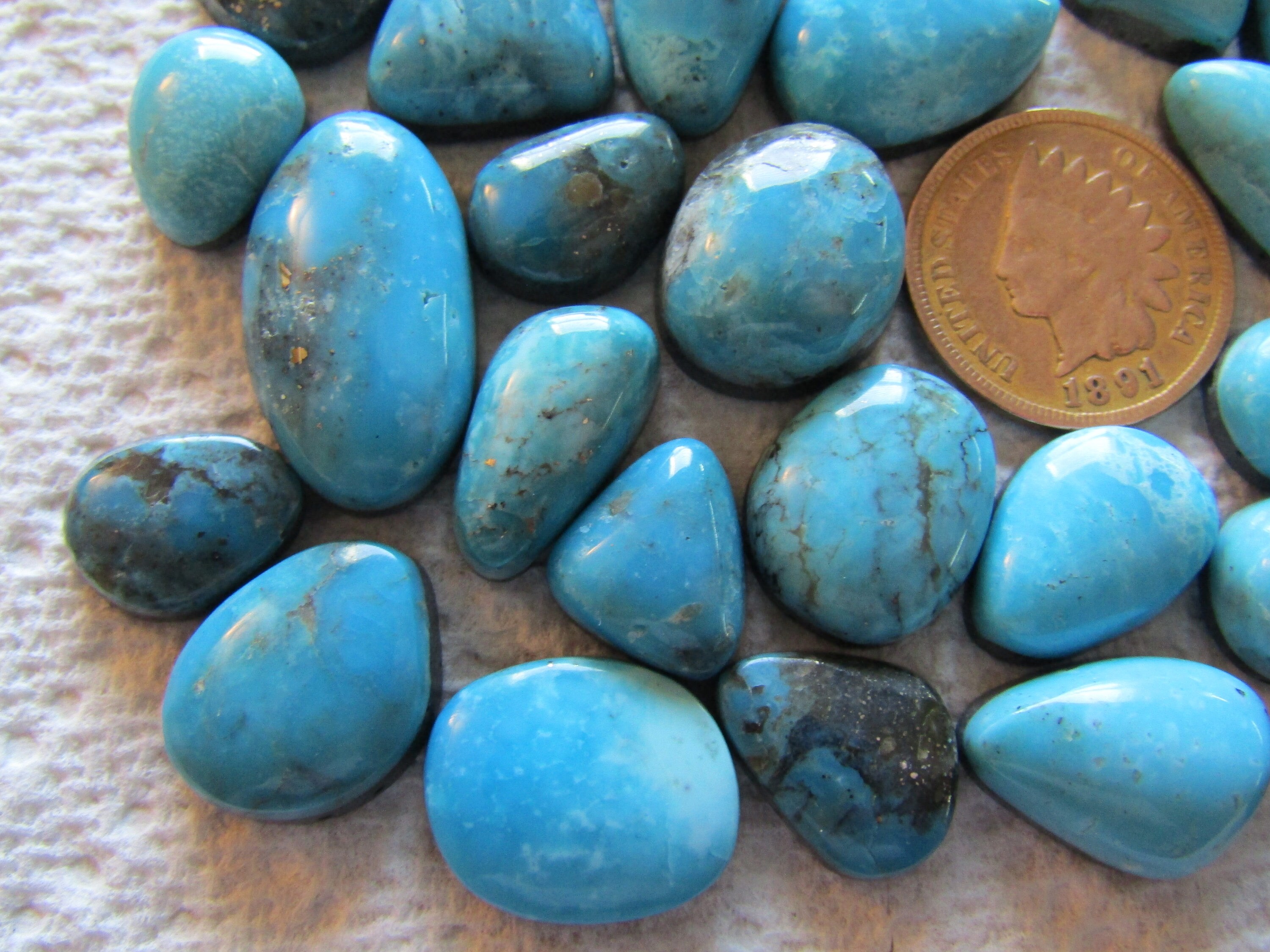 41 Morenci Turquoise Cabs 300 carat American Arizona Cabochon Blue Iron
