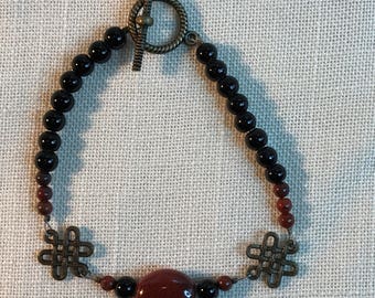 Rust Ceramic Bead Celtic Knot Bead Bracelet