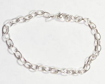 Bulk 20 pcs of Silver plated chain bracelet with lobster clasp 8inch long, bulk finished bracelet for charm bracelet
