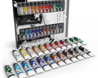 Art Supplies Acrylic Paint Set for Beginners, Students or Artists, 12 ml Tube, Set of 24 Vivid Unique Colors