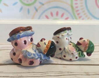 Fun Vintage Polka-Dot Clown Salt and Pepper Shakers | Made in Japan