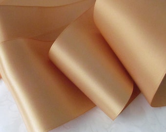 Old Gold Double Face Satin Ribbon / Ribbon by the yard / Old Gold