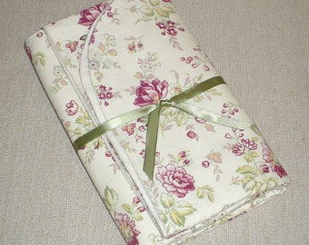 Baby Blanket, Cottage Chic, Floral, Raspberry, Sage, Cream, extra large stroller blanket, toddler, SALE