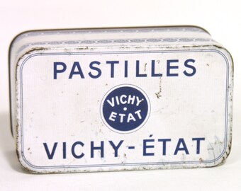 French Metal Vichy Candy Box - French Regional Specialty - Tin Box - 1950 - Made in France - French Collectible Box - Industrial Home Decor