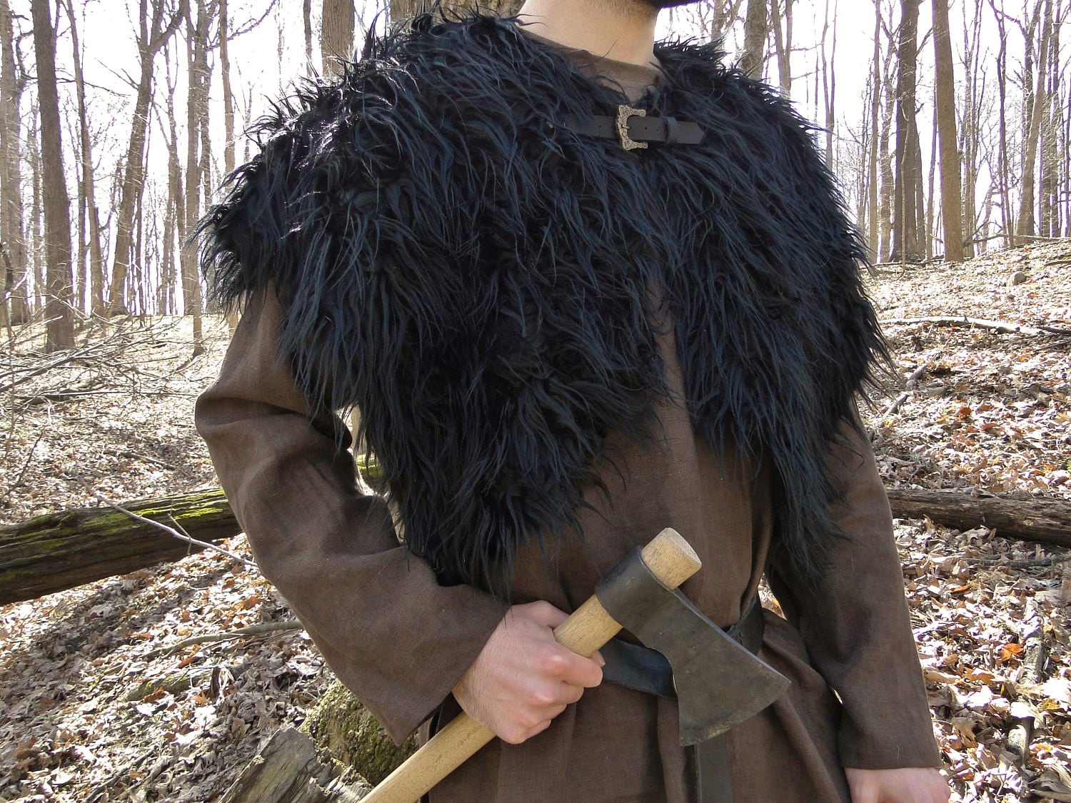 Viking Fur Mantle Capelet Medieval Barbarian Deluxe Extra