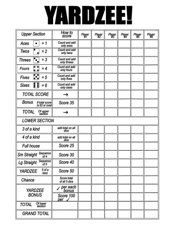 52 pdf printable yahtzee sheet printable download docx printablesheet