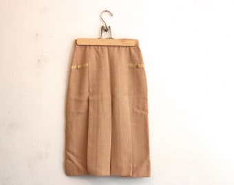 Vintage High waisted Pleated Skirt with embroidery