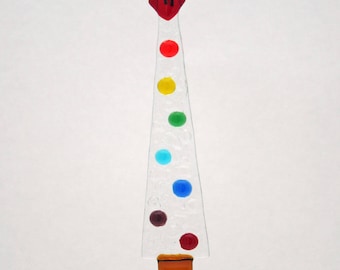 Glassworks Northwest - Icicle Rainbow Dot Tree - Fused Glass Ornament