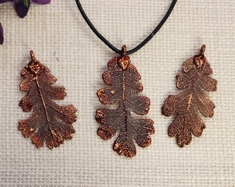 SALE Leaf Necklace, Copper Oak Leaf, Real Lacey Oak Leaf Necklace, Oak, Copper Leaf Pendant, SALE382