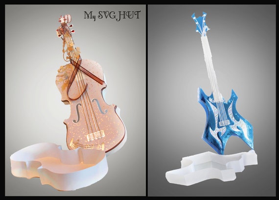 Download 3D Violin and Guitar Gift box set SVG PDF Cricut scan n cut