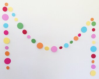 Sprinkle & Confetti Garland. Spotty Circle Garland in Rainbow of Colors. Birthday Garland.