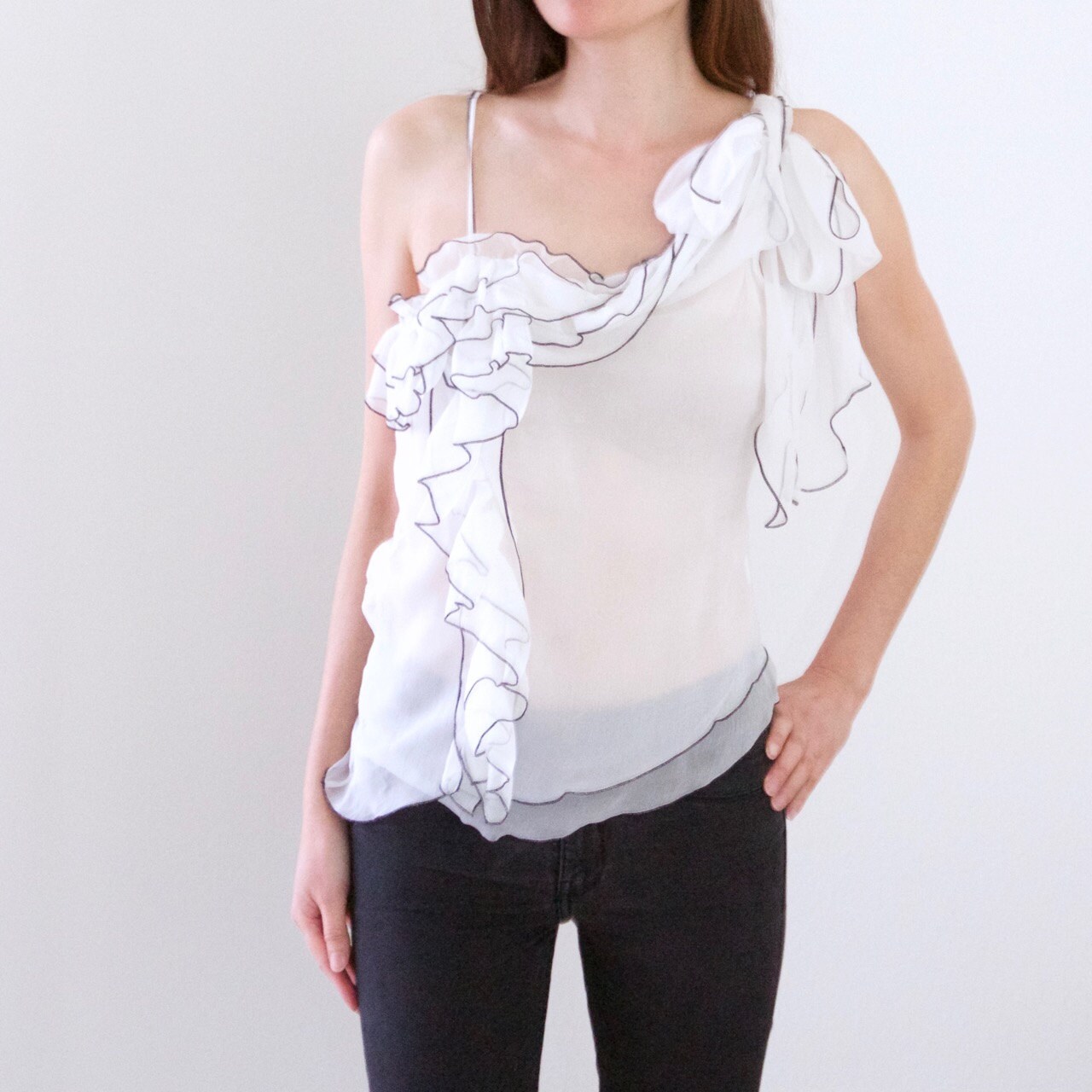 one shoulder silk