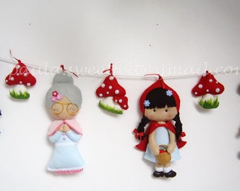 Little Red Riding Hood garland / granny / woodland man / big bad wolf / nursery decor / party decor