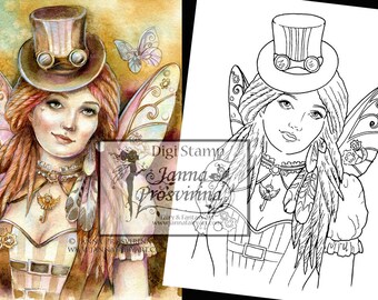 Digital Stamp, Printable, Instant download, Digi stamp, Coloring page, Art of Janna Prosvirina