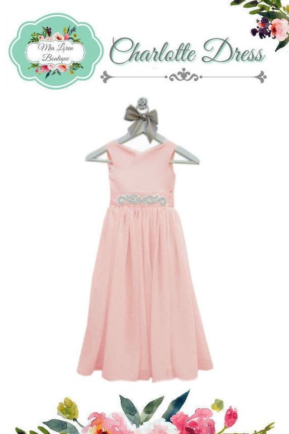 Blush Flower Girl Dress FREE SHIPPING Rhinestone Sash