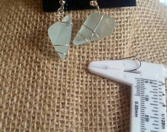Aqua sea glass earrings