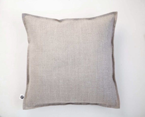 Linen throw pillow - pillow cover - pillowcase - decorative pillow from natural linen - pillow with edging around - cushion case - 0418