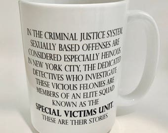 Coffee Mug "Law & Order SVU" / TV Show Intro / Law and Order / Funny Mug / Coffee Mug Gift / Special Victims Unit / Benson / Stabler