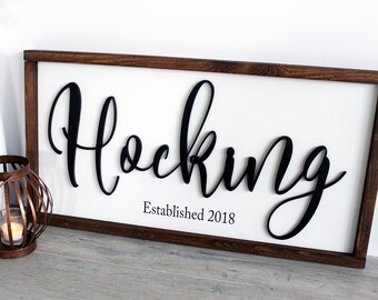 Family Name Sign - Established Wood Sign - Farmhouse Wall Decor - Last Name Established Sign - 3D Lettered Sign