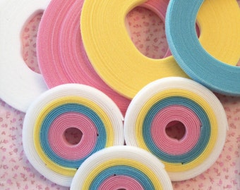 5 Yard Pastell Rainbow Pack von echten Ultra dünne Puppe Kleidung Velcro® / Extra dünn Velcro® / niedriges Profil sehr dünne Haken und Schleife